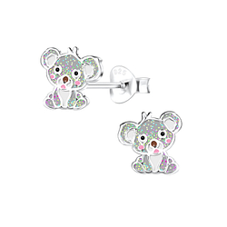 Silver Koala Stud Earrings - 13378