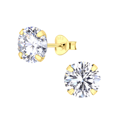 8mm Round Cubic Zirconia Silver Stud Earrings - 13745 8mm Round Cubic Zirconia Silver Stud Earrings - 13745