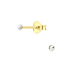 2mm Round Crystal Silver Stud Earrings - 13744