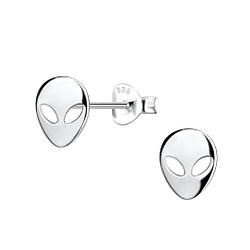 Silver Alien Stud Earrings - Wholesale - 11925 Silver Alien Stud Earrings - Wholesale - 11925