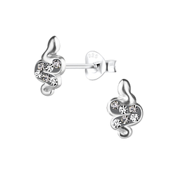 Silver Snake Stud Earrings - 13935