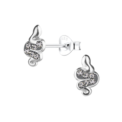 Silver Snake Stud Earrings - 11309