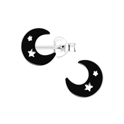 Silver Moon Stud Earrings - 12488