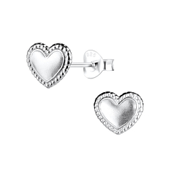 Silver Heart Stud Earrings - 14050