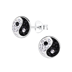 Silver Yin Yang Stud Earrings - 13375