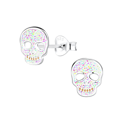 Silver Skull Stud Earrings - 13887 Silver Skull Stud Earrings - 13887
