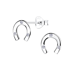 Silver Horseshoe Stud Earrings - 13968