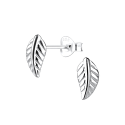 Silver Leaf Stud Earrings - 14067