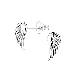 Silver Wing Stud Earrings - 14120