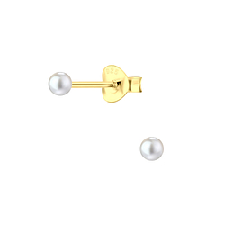 3mm Pearl Silver Stud Earrings - 13706