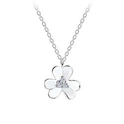 Silver Flower Necklace - 14125