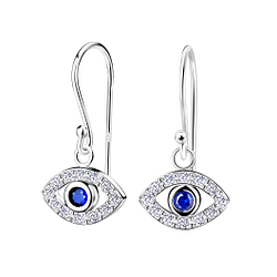 Silver Evil Eye Earrings - 15521