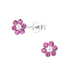 Silver Flower Stud Earrings - 15284