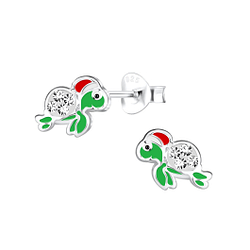 Silver Christmas Turtle Stud Earrings - 11318 Silver Christmas Turtle Stud Earrings - 11318