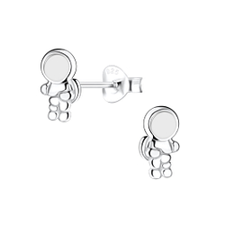 Silver Astronaut Stud Earrings - 16497