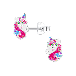 Silver Unicorn Stud Earrings - 15046