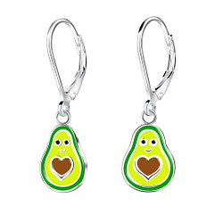 Silver Avocado Lever Back Earrings - 14996