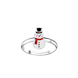 Silver Snowman Adjustable Ring - 15154