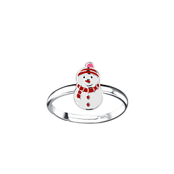 Silver Snowman Adjustable Ring - 15153