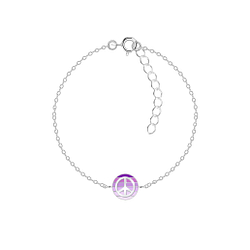Silver Peace Sign Bracelet - 18739