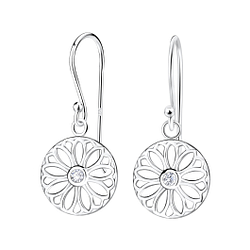 Silver Flower Earrings - 11748