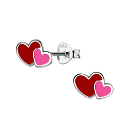 Silver Heart Stud Earrings - 15713