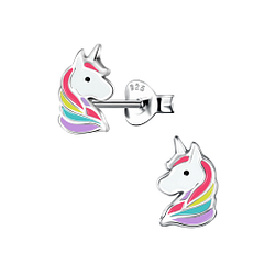Silver Unicorn Stud Earrings - 15716