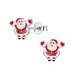 Silver Santa Claus Stud Earrings - 15717