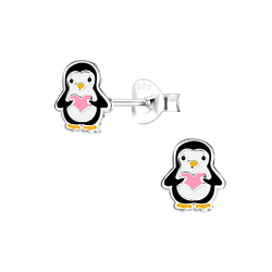 Silver Penguin Stud Earrings - 15672
