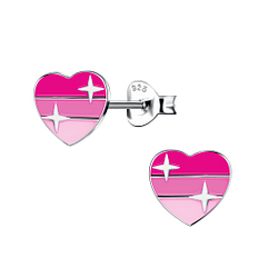 Silver Heart Stud Earrings - 15733