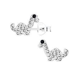 Silver Brachiosaurus Dinosaur Stud Earrings - 15698