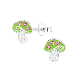 Silver Mushroom Stud Earrings - 15872
