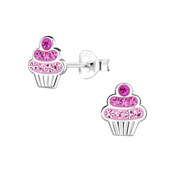 Silver Cupcakes Stud Earrings - 15704