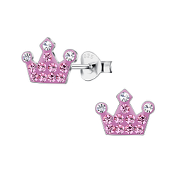 Silver Crown Stud Earrings - 19592