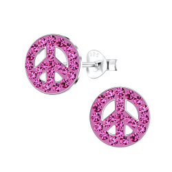 Silver Peace Sign Stud Earrings - 15675 Silver Peace Sign Stud Earrings - 15675