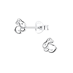 Silver Rabbit Stud Earrings - 15476