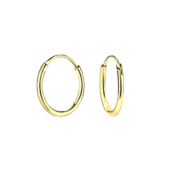 12mm Silver Thin Hoop Earrings - 15684