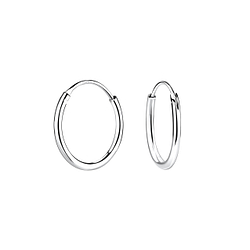 12mm Silver Thin Hoop Earrings - 15683