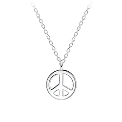Silver Peace Symbol Necklace - 15765