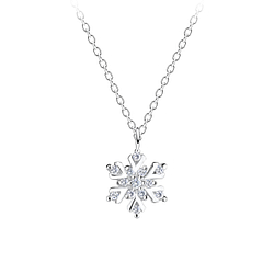 Silver Snowflake Necklace - 15687