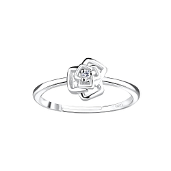 Silver Rose Flower Adjustable Ring - Wholesale - 16440