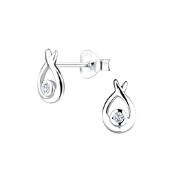 Silver Tear Drop Stud Earrings - 16428 Silver Tear Drop Stud Earrings - 16428