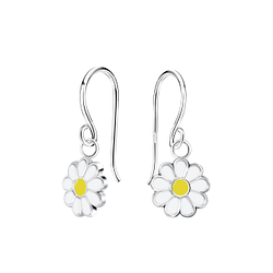 Silver Daisy Flower Earrings - 15907