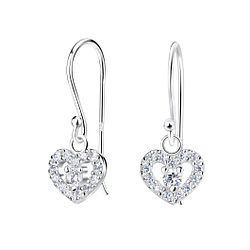 Silver Heart Earrings - 16343