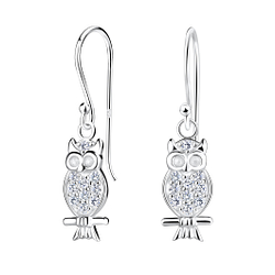 Silver Owl Earrings - 16347