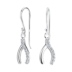Silver Wishbone Earrings - 16350