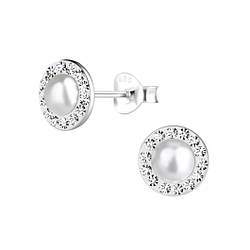 Silver Round Stud Earrings - 16335