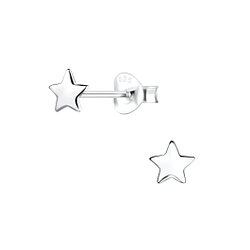 Silver Star Stud Earrings - 16388