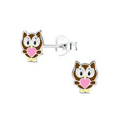 Silver Owl Stud Earrings - 16271