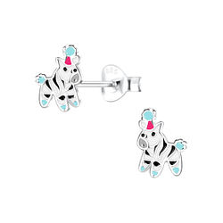 Silver Zebra Stud Earrings - 16259